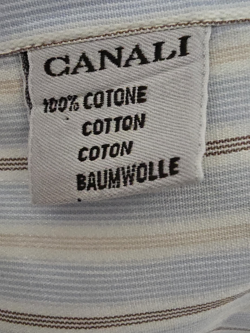 Canali Striped Dress Shirt in Light Blue and Beige